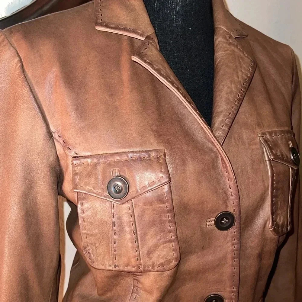Sundance Tan Leather Blazer - Picture 13 of 14